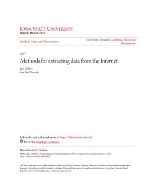 Methods for Extracting Data from the Internet Joel Willers Iowa State University