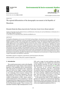 Environmental & Socio-Economic Studies