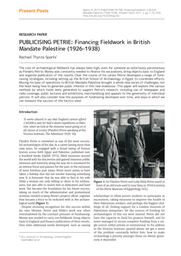 PUBLICISING PETRIE: Financing Fieldwork in British Mandate Palestine (1926–1938)