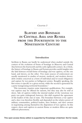 Slavery and Bondage in Central Asia and Russia from the Fourteenth to the Nineteenth Century