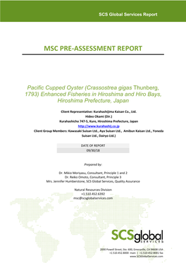 Msc Pre-Assessment Report