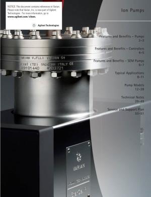 Ion Pumps Varian, Inc. Vacuum Technologies