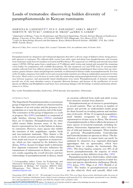 Loads of Trematodes: Discovering Hidden Diversity of Paramphistomoids in Kenyan Ruminants