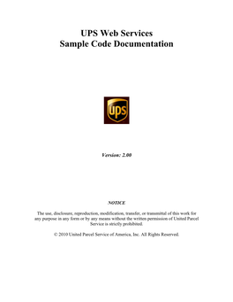 UPS Web Services Code Samples
