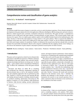 Comprehensive Review and Classification of Game Analytics