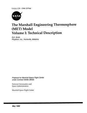 The Marshall Engineering Thermosphere (MET) Model Volume H Technical Description