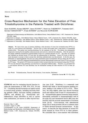Cross-Reactive Mechanism for the False Elevation of Free Triiodothyronine in the Patients Treated with Diclofenac