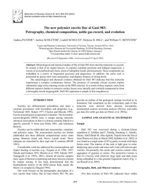 The New Polymict Eucrite Dar Al Gani 983: Petrography, Chemical Composition, Noble Gas Record, and Evolution