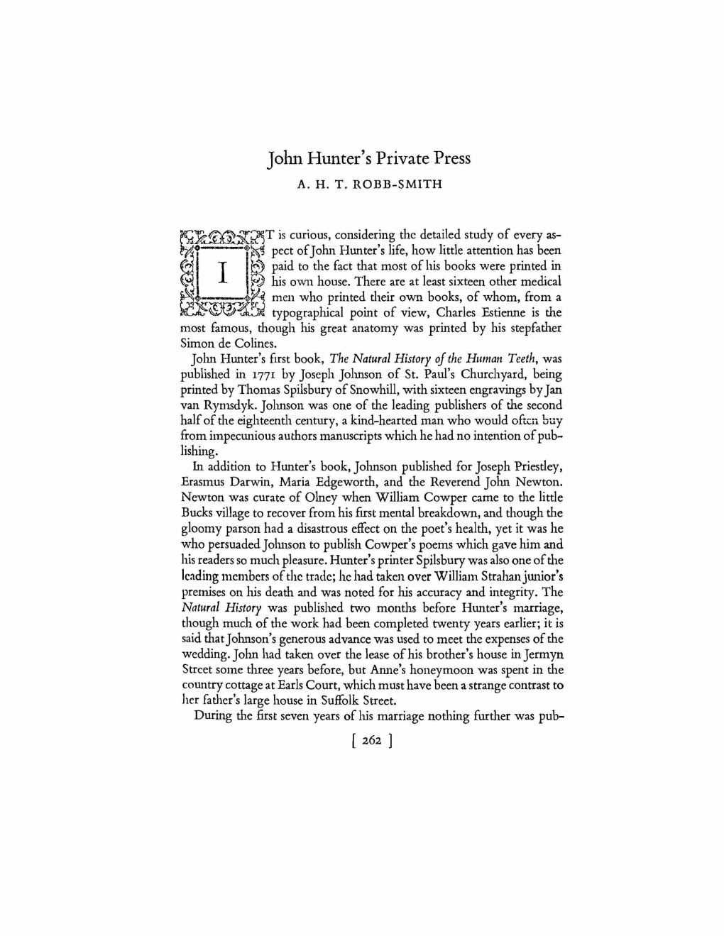 John Hunter's Private Press A