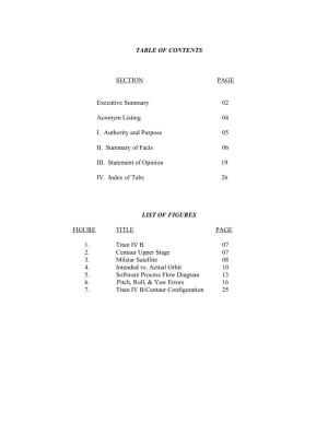 TABLE of CONTENTS SECTION PAGE Executive Summary 02