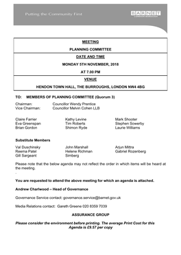 (Public Pack)Agenda Document for Planning Committee, 05/11/2018