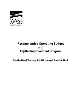 Recommended Operating Budget and Capital Improvement Program