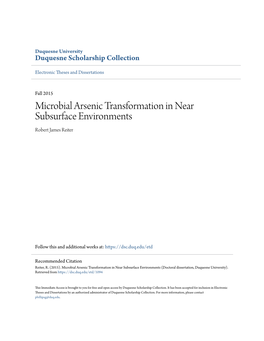 Microbial Arsenic Transformation in Near Subsurface Environments Robert James Reiter