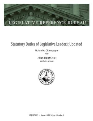 Statutory Duties of Legislative Leaders: Updated