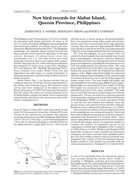 New Bird Records for Alabat Island, Quezon Province, Philippines