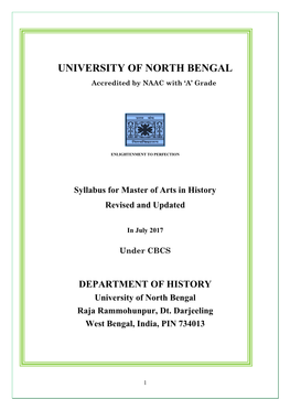 Syllabus for Master of Arts in History Revised and Updated