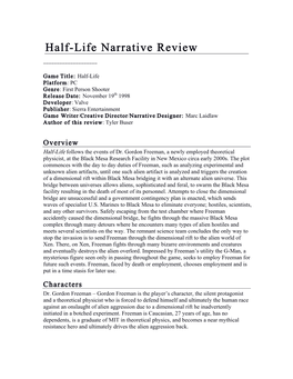 Half-Life Narrative Review