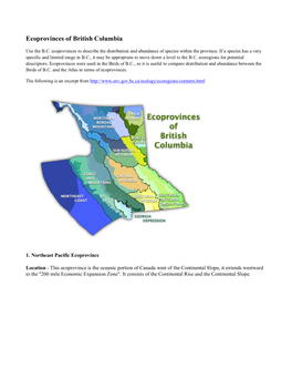 Ecoprovinces of British Columbia