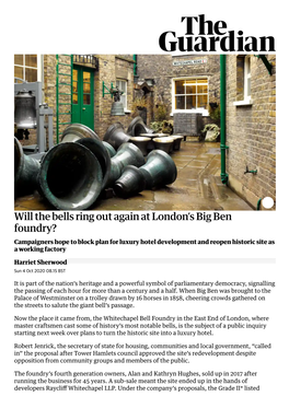 Will the Bells Ring out Again at London's Big Ben Foundry?