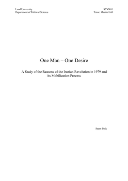 One Man – One Desire
