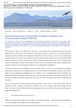 Some Contributions of Geopoetics to Modern Scottish Land Consciousness: Alastair Mcintosh – Scottish Centre for Geopoetics