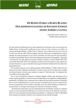 De Rubén Darío a Rubén Blades: Dos Representaciones De Estados Unidos Desde América Latina