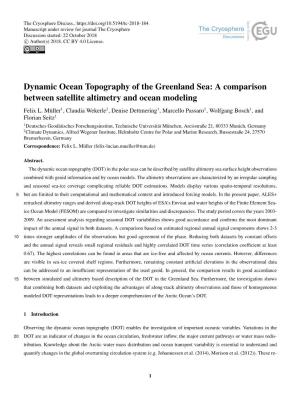 Dynamic Ocean Topography of the Greenland Sea: a Comparison Between Satellite Altimetry and Ocean Modeling Felix L
