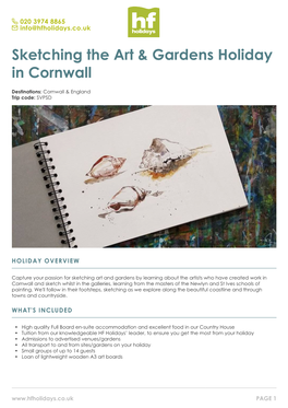 Sketching the Art & Gardens Holiday in Cornwall