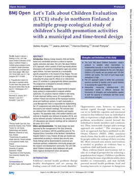 Study in Northern Finland: a Multiple Group Ecological Study of Children’S Health Promotion Activities with a Municipal and Time-Trend Design