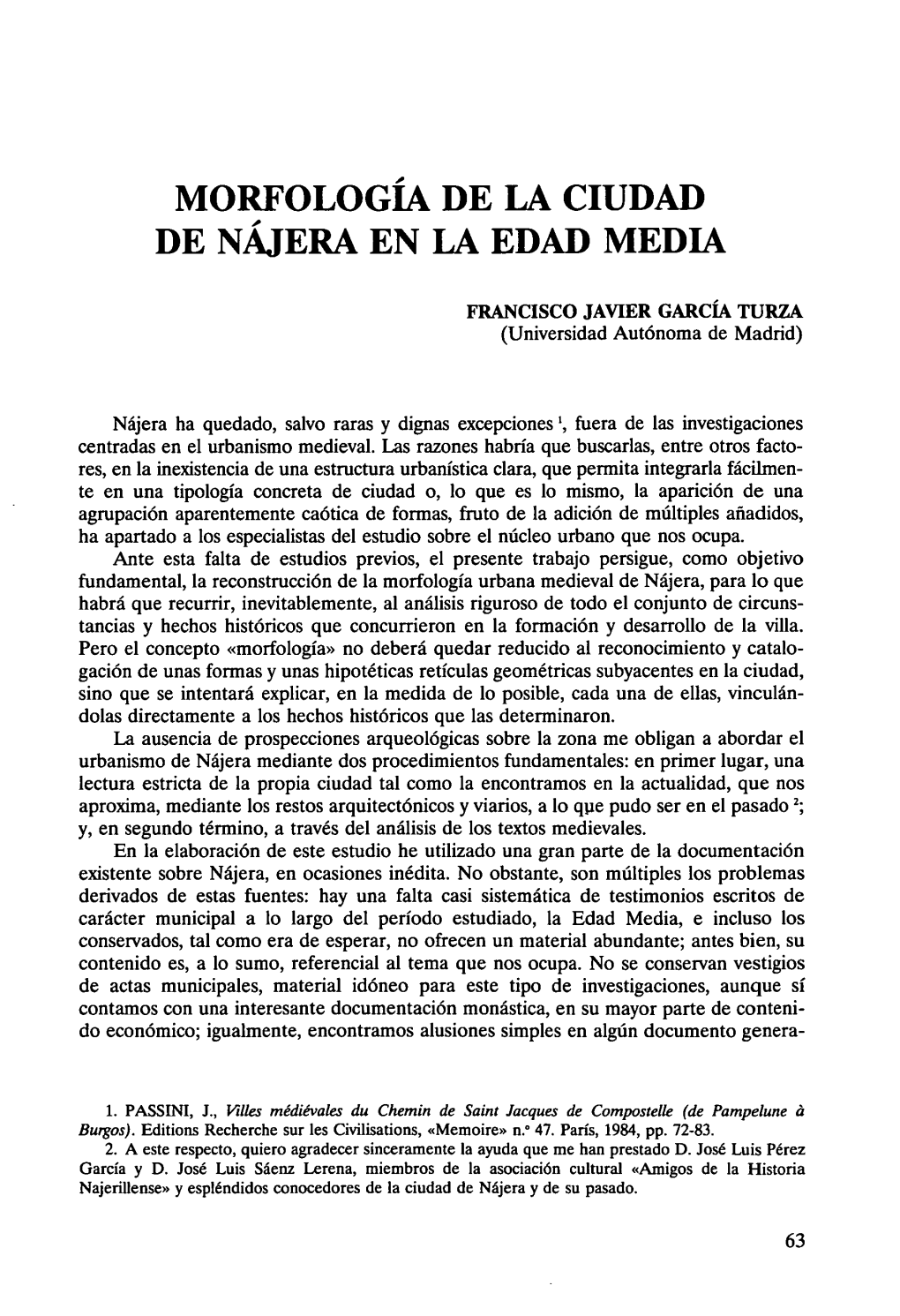 Morfología De La Ciudad De Nájera En La Edad Media