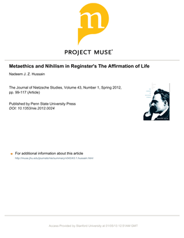 Metaethics and Nihilism in Reginster's the Affirmation of Life