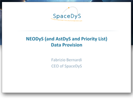 Neodys (And Astdys and Priority List) Data Provision