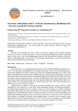 Geastrum Echinulatum and G. Rusticum (Geastraceae, Basidiomycota) – Two New Records for Central America