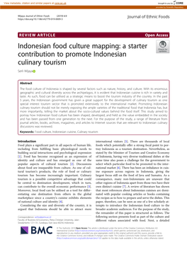Indonesian Food Culture Mapping: a Starter Contribution to Promote Indonesian Culinary Tourism Serli Wijaya