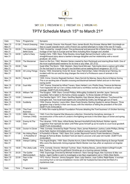 TPTV Schedule March 15Th to March 21St