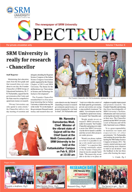 Srm University Is Really for Research - Chancellor