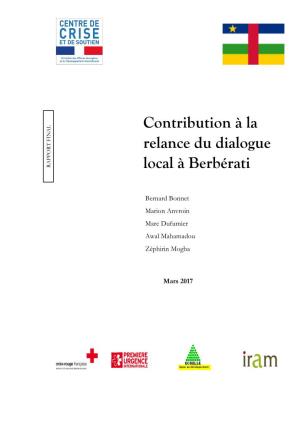 Contribution À La Relance Du Dialogue Local À Berbérati