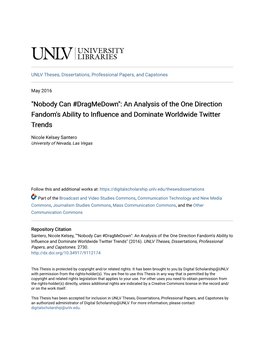 An Analysis of the One Direction Fandom's Ability to Influence and Dominate Orldwidew Twitter Trends