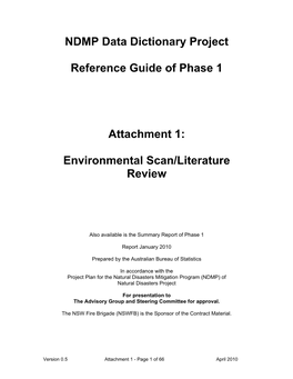 Environmental Scan/Literature Review