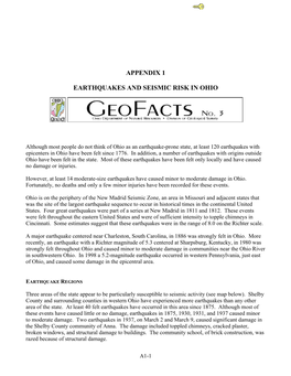 Appendix 1 Earthquakes and Seismic Risk in Ohio