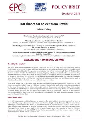 Last Chance for an Exit from Brexit?