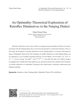 An Optimality-Theoretical Exploration of Retroflex Diminutives in the Nanjing Dialect