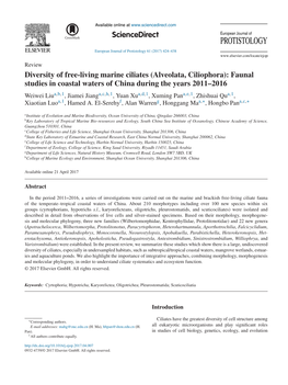 Diversity of Free-Living Marine Ciliates (Alveolata, Ciliophora): Faunal