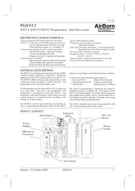 PG8952 89C51/89C52/89C55 Programmer - Intel Hex Serial ELECTRONICS