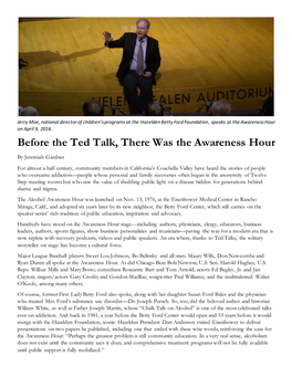 Before the Ted Talk, There Was the Awareness Hour