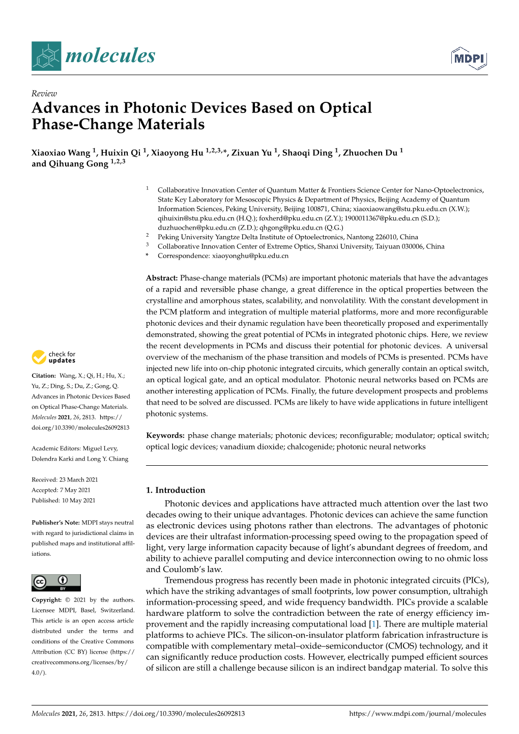 Advances in Photonic Devices Based on Optical Phase-Change Materials