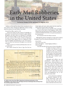 Early Mail Robberies in the United States by Steven J
