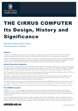 THE CIRRUS COMPUTER Its Design, History and Significance