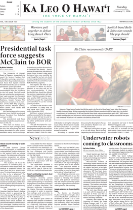 Presidential Task Force Suggests Mcclain To