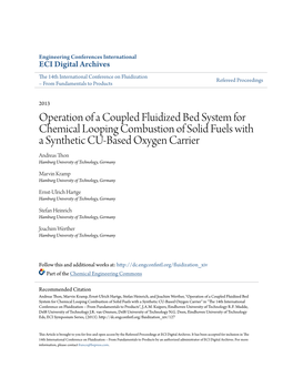 Operation of a Coupled Fluidized Bed System for Chemical Looping